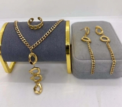 Stainless steel jewelry Necklace Earrings Ring set Wholesale