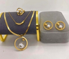 Stainless steel jewelry Necklace Earrings Ring set Wholesale