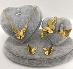 Stainless steel jewelry Necklace Earrings Ring set Wholesale