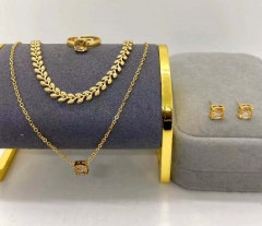 Stainless steel jewelry Necklace Earrings Ring set Wholesale