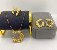 Stainless steel jewelry Necklace Earrings Ring set Wholesale