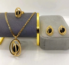 Stainless steel jewelry Necklace Earrings Ring set Wholesale