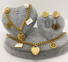 Stainless steel jewelry Necklace Earrings Ring set Wholesale