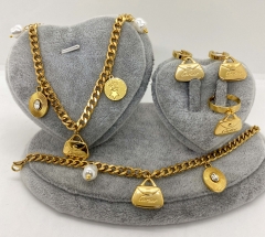 Stainless steel jewelry Necklace Earrings Ring set Wholesale