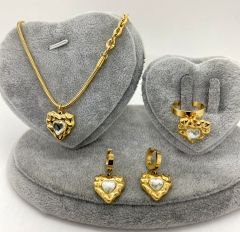 Stainless steel jewelry Necklace Earrings Ring set Wholesale