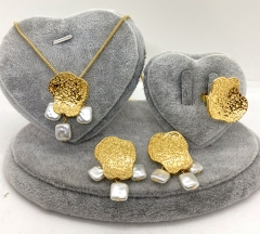 Stainless steel jewelry Necklace Earrings Ring set Wholesale