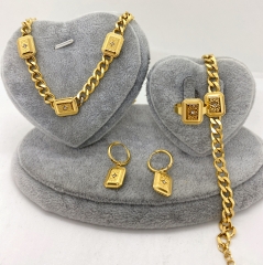 Stainless steel jewelry Necklace Earrings Ring bracelet set Wholesale