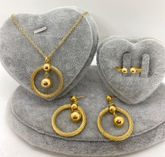 Stainless steel jewelry Necklace Earrings Ring set Wholesale
