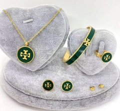 Stainless steel jewelry Necklace Earrings Ring bracelet set Wholesale