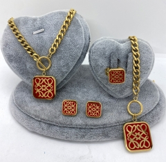 Stainless steel jewelry Necklace Earrings Ring bracelet set Wholesale