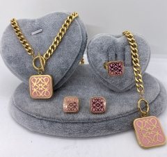 Stainless steel jewelry Necklace Earrings Ring bracelet set Wholesale