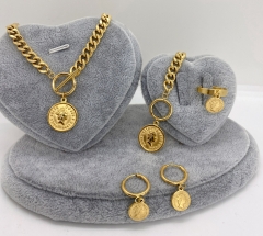 Stainless steel jewelry Necklace Earrings Ring bracelet set Wholesale