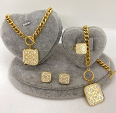 Stainless steel jewelry Necklace Earrings Ring bracelet set Wholesale