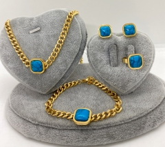 Stainless steel jewelry Necklace Earrings Ring bracelet set Wholesale