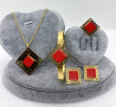 Stainless steel jewelry Necklace Earrings Ring bracelet set Wholesale