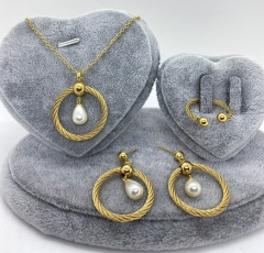 Stainless steel jewelry Necklace Earrings Ring bracelet set Wholesale