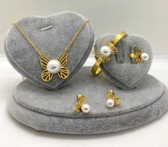 Stainless steel jewelry Necklace Earrings Ring bracelet set Wholesale