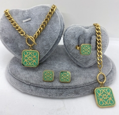 Stainless steel jewelry Necklace Earrings Ring bracelet set Wholesale