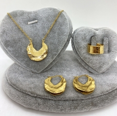 Stainless steel jewelry Necklace Earrings Ring bracelet set Wholesal