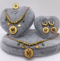Stainless steel jewelry Necklace Earrings Ring bracelet set Wholesale