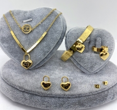 Stainless steel jewelry Necklace Earrings Ring bracelet set Wholesale