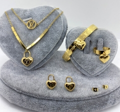 Stainless steel jewelry Necklace Earrings Ring bracelet set Wholesale