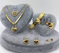 Stainless steel jewelry Necklace Earrings Ring bracelet set Wholesale