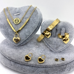 Stainless steel jewelry Necklace Earrings Ring bracelet set Wholesale