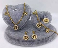 Stainless steel jewelry Necklace Earrings Ring bracelet set Wholesale