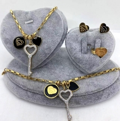 Stainless steel jewelry Necklace Earrings Ring bracelet set Wholesale