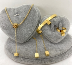 Stainless steel jewelry Necklace Earrings Ring bracelet set Wholesale