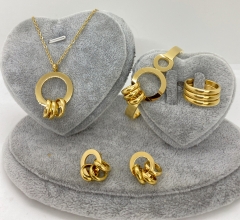 Stainless steel jewelry Necklace Earrings Ring bracelet set Wholesale