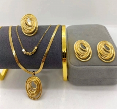 Stainless steel jewelry Necklace Earrings Ring set Wholesale