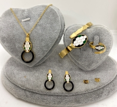 Stainless steel jewelry Necklace Earrings Ring bracelet set Wholesale