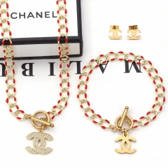 Stainless steel jewelry Necklace Earrings bracelet set Wholesal
