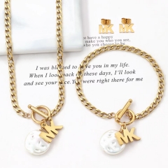 Stainless steel jewelry Necklace Earrings bracelet set Wholesal