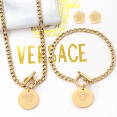 Stainless steel jewelry Necklace Earrings bracelet set Wholesal