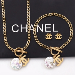 Stainless steel jewelry Necklace Earrings bracelet set Wholesal