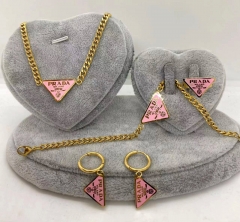 Stainless steel jewelry Necklace Earrings Ring bracelet set Wholesale
