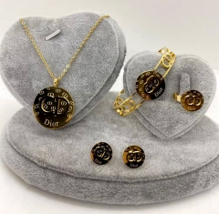 Stainless steel jewelry Necklace Earrings Ring bracelet set Wholesale