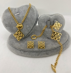 Stainless steel jewelry Necklace Earrings Ring bracelet set Wholesale