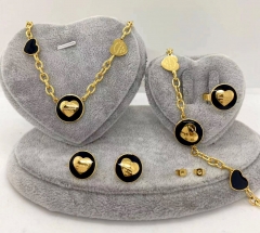 Stainless steel jewelry Necklace Earrings Ring bracelet set Wholesale