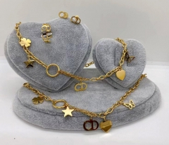 Stainless steel jewelry Necklace Earrings Ring bracelet set Wholesale