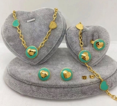 Stainless steel jewelry Necklace Earrings Ring bracelet set Wholesale