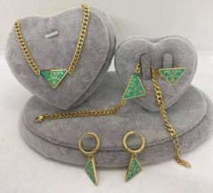 Stainless steel jewelry Necklace Earrings Ring bracelet set Wholesale