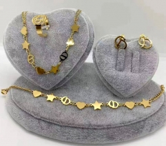 Stainless steel jewelry Necklace Earrings Ring bracelet set Wholesale