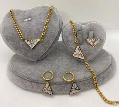 Stainless steel jewelry Necklace Earrings Ring bracelet set Wholesale
