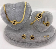 Stainless steel jewelry Necklace Earrings Ring bracelet set Wholesale