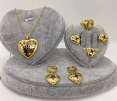 Stainless steel jewelry Necklace Earrings Ring bracelet set Wholesale
