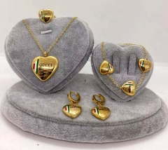 Stainless steel jewelry Necklace Earrings Ring bracelet set Wholesale